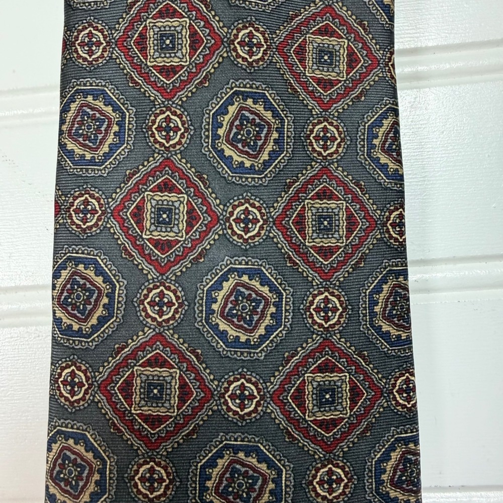 Givenchy Monsieur Silk Tie Lot 3pc Vintage Italy Paisley Geometric Medallion Men - Picture 6 of 8